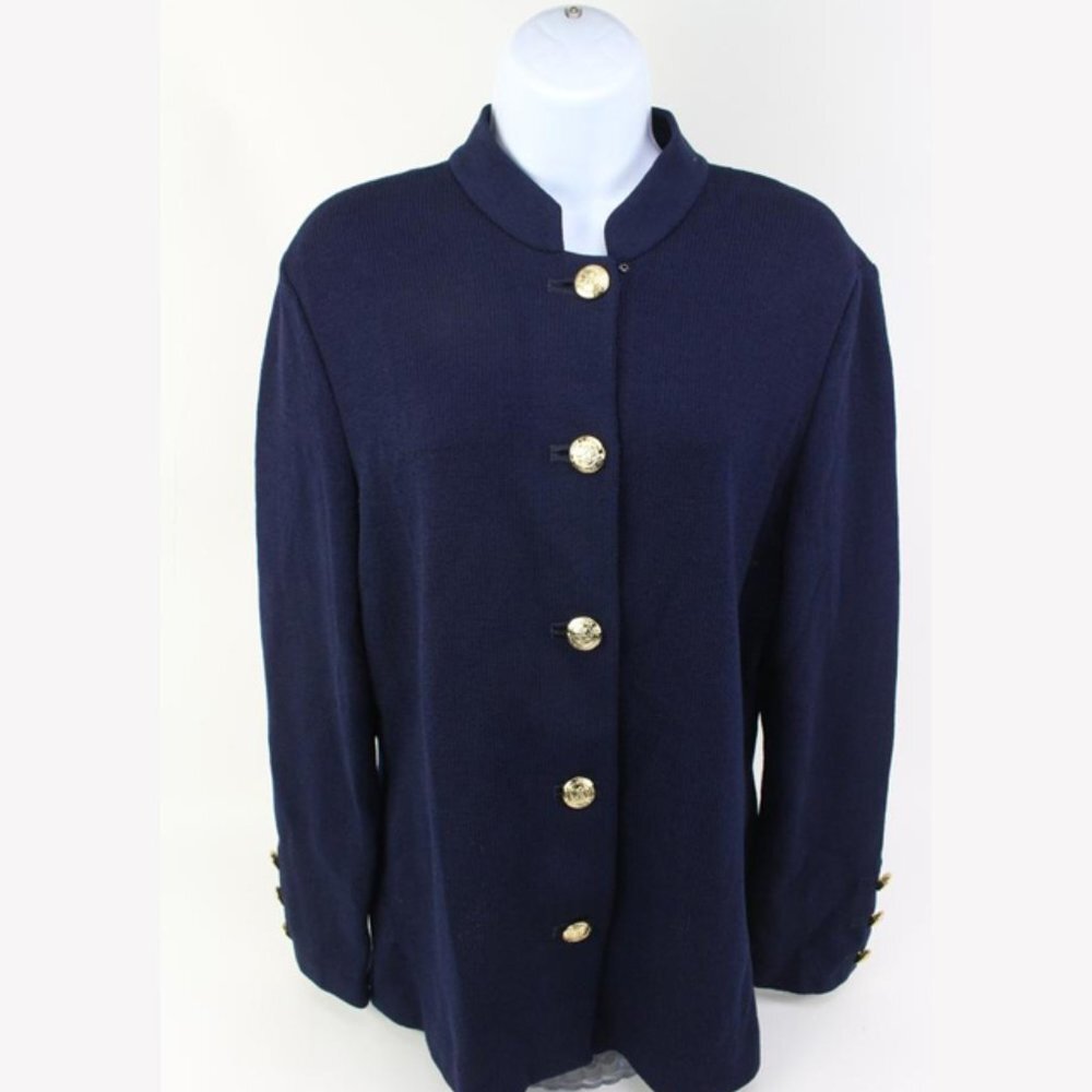 St. John Size 10 Navy Blue Cardigan s331st35